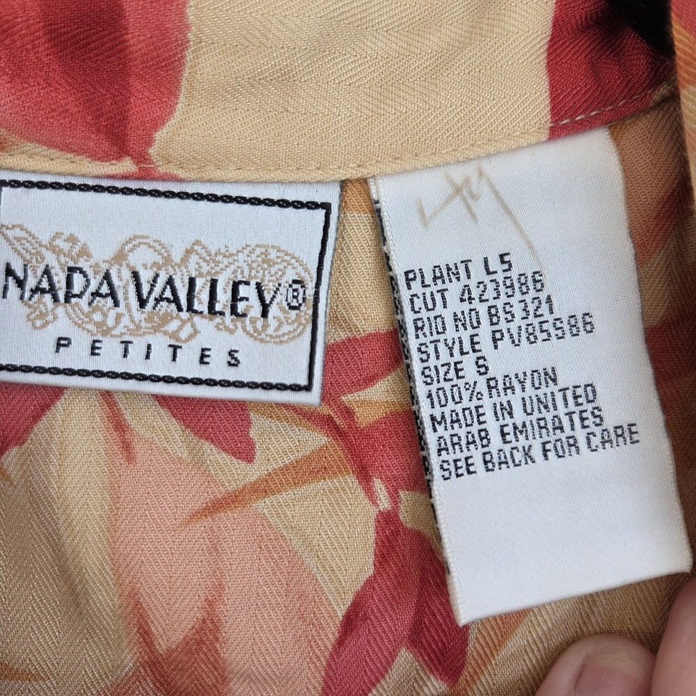 Vtg Napa Valley Button Down Shirt Women's S Tailored Tropical Retro Hawaiian - Picture 6 of 9